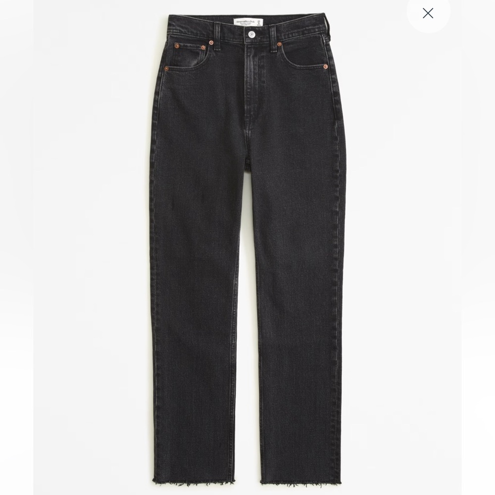 A&F The Ankle Straight Ultra High Rise Curve Love Black Jeans